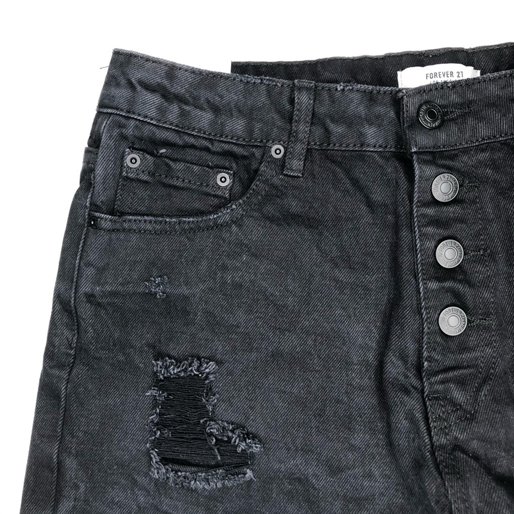 Black High Rise ButtonUp Women’s Shorts Distressed